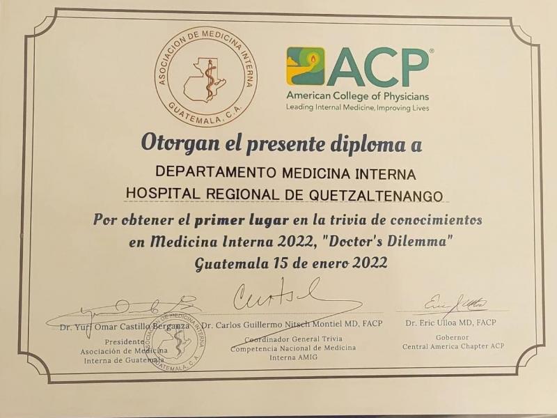 Médicos de Quetzaltenango ganan concurso en el país
