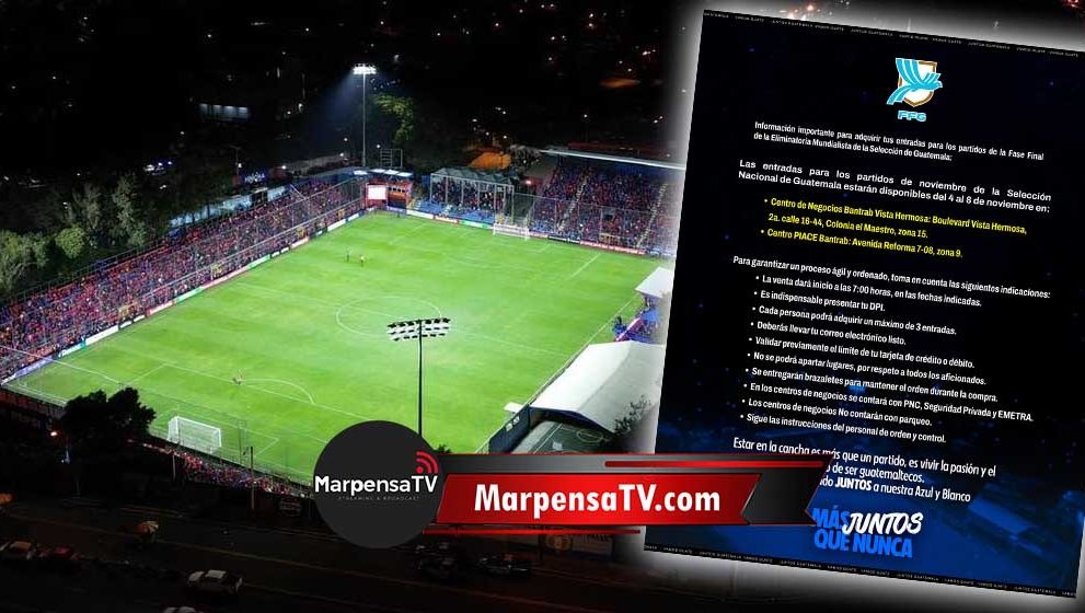 Los partidos de cierre en la eliminatoria mundialista han generado altas expectativas en la afición guatemalteca, este jueves, la FEDEFUT dio a conocer información importante días previos al inicio de la venta de boletos para los partidos ante Surinam y Panamá en el estadio del “Trébol”. 